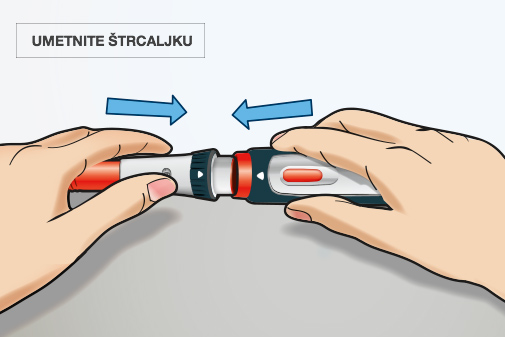 Zatim umetnite držač štrcaljke u tijelo uređaja.